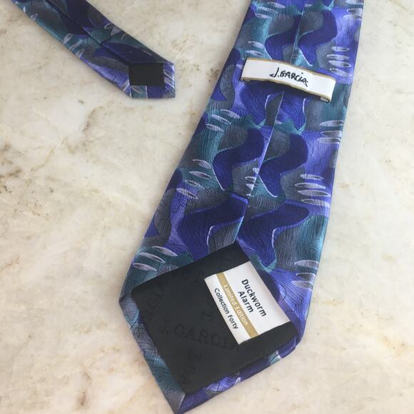 JERRY GARCIA BLUE ABSTRACT ALL SILK TIE - Picture 9 of 15